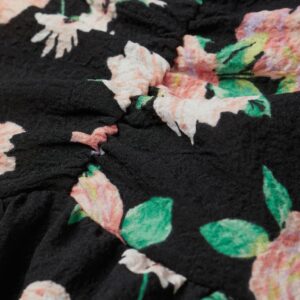 Puff-Sleeved Dress (Black/Floral)