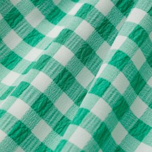 Puff-Sleeved Dress (Green/White Checked)