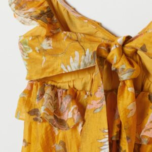 Lyocell-blend Flounced Dress (Yellow/Floral)