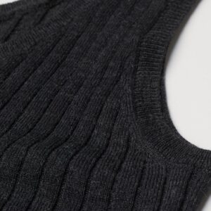 Rib-Knit Cropped Top (Dark Grey Marl)