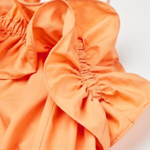 Flounce-Trimmed Dress (Orange)