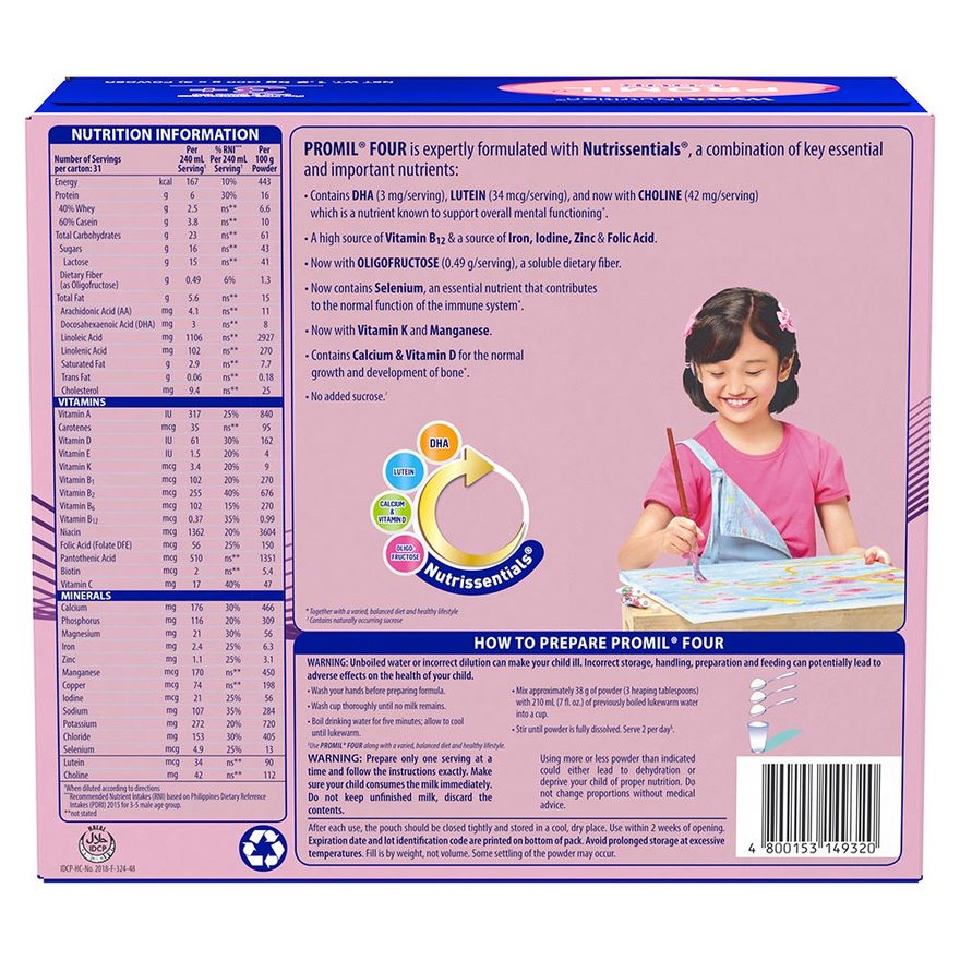 Promil, Four powdered milk for pre-school over 3 yrs old bag 1.2kg