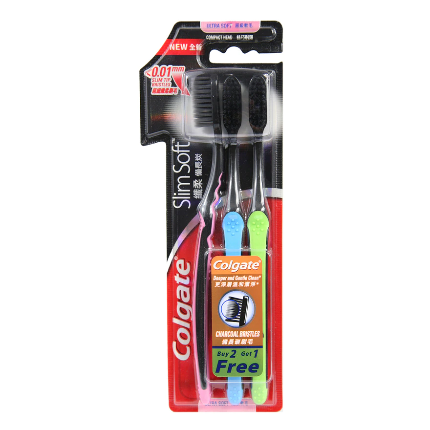 Colgate, Slimsoft Charcoal Toothbrush - 2+1 Set